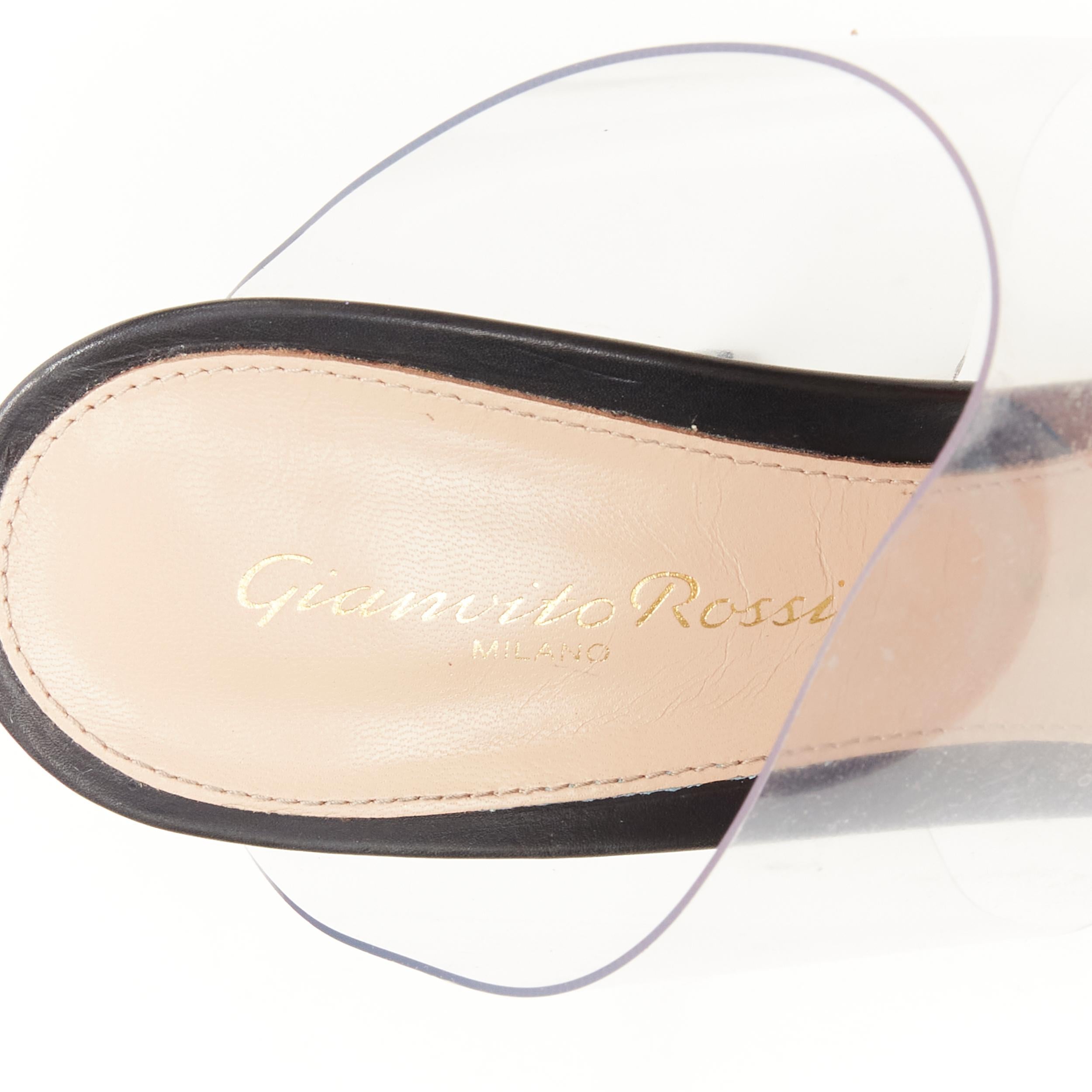 GIANVITO ROSSI Plexi black leather toe clear PVC mule heel EU39 US9 4