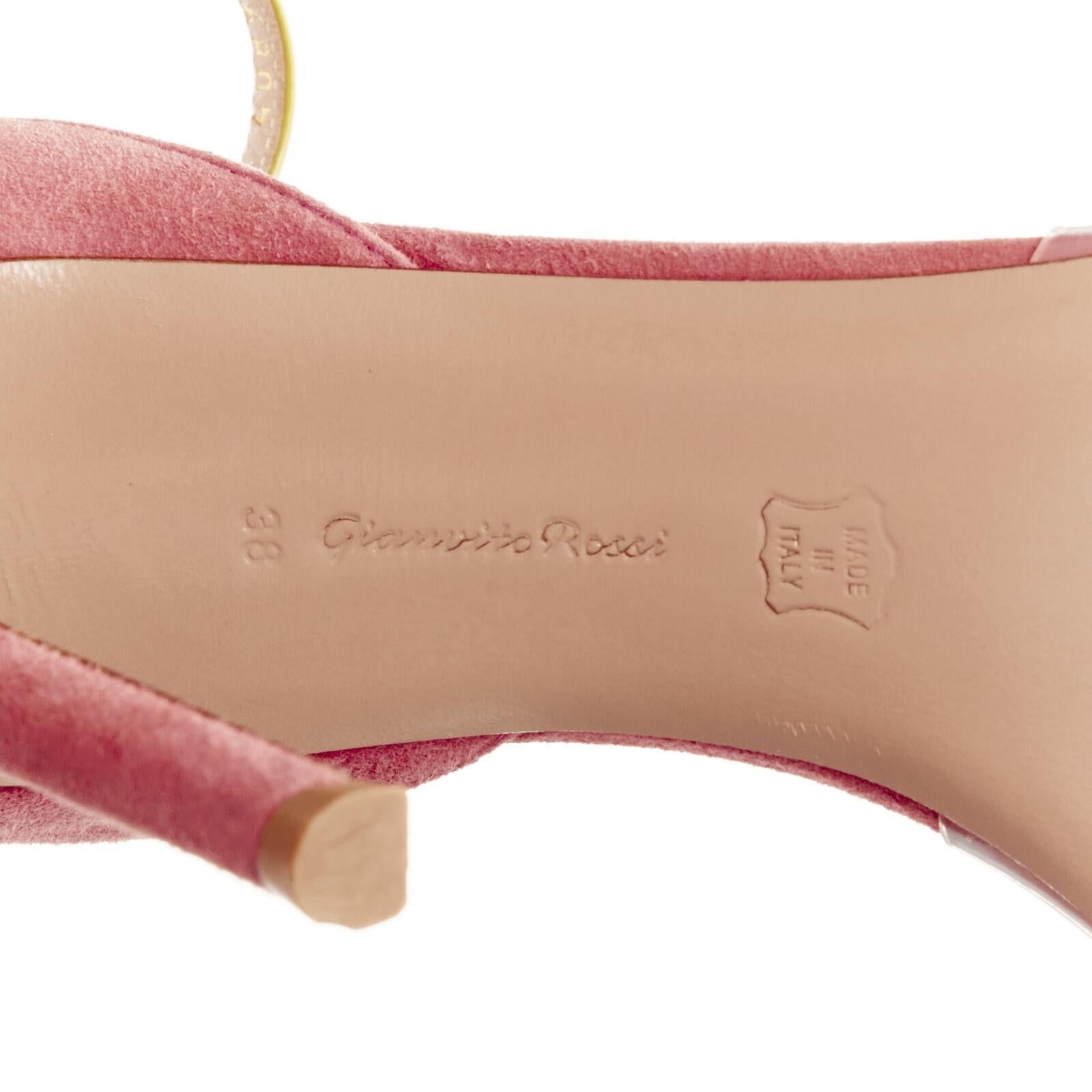 GIANVITO ROSSi Plexi purple pink suede yellow ankle strap PVC pump EU38 For Sale 5