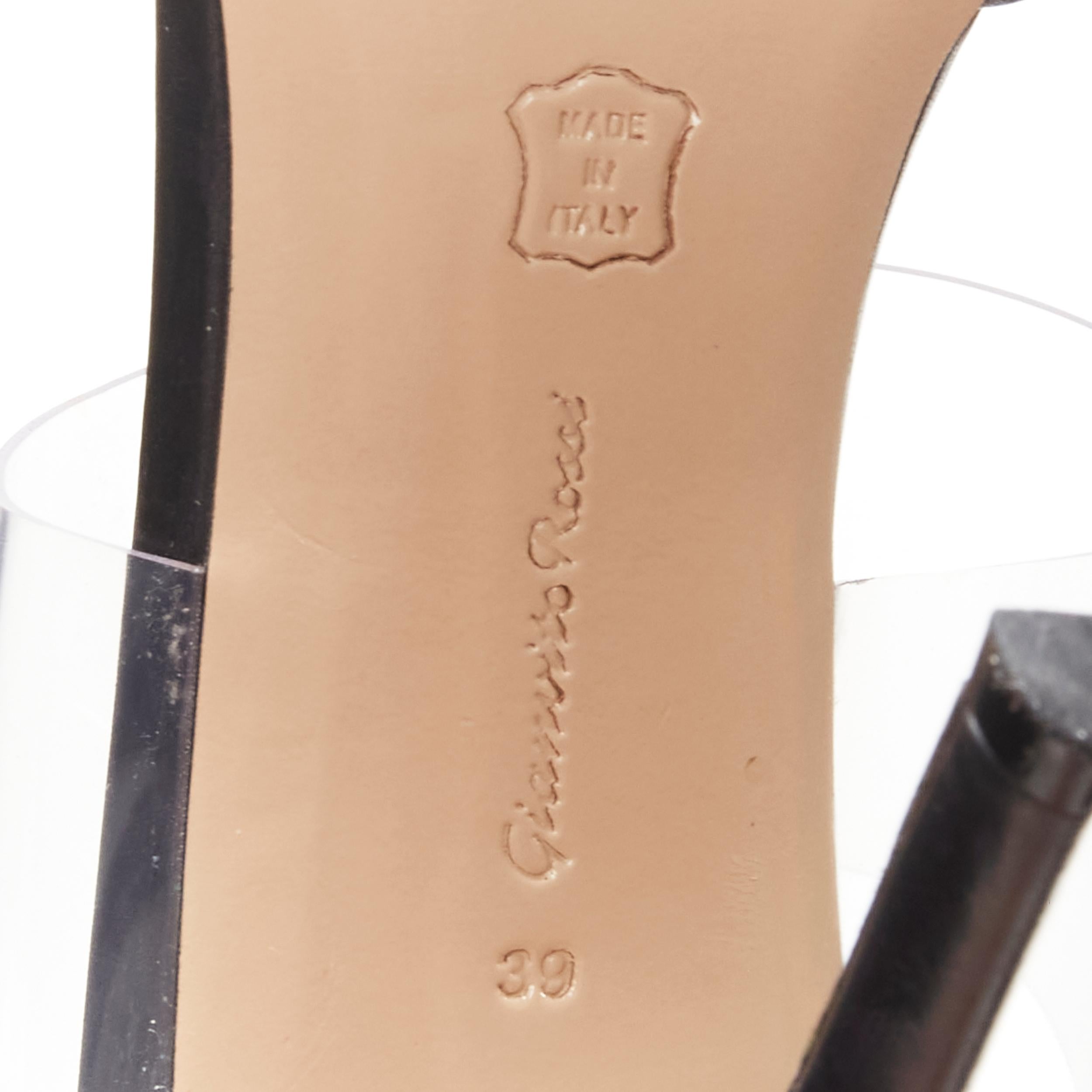 GIANVITO ROSSI Plexi black leather toe clear PVC mule heel EU39 US9 For Sale 5