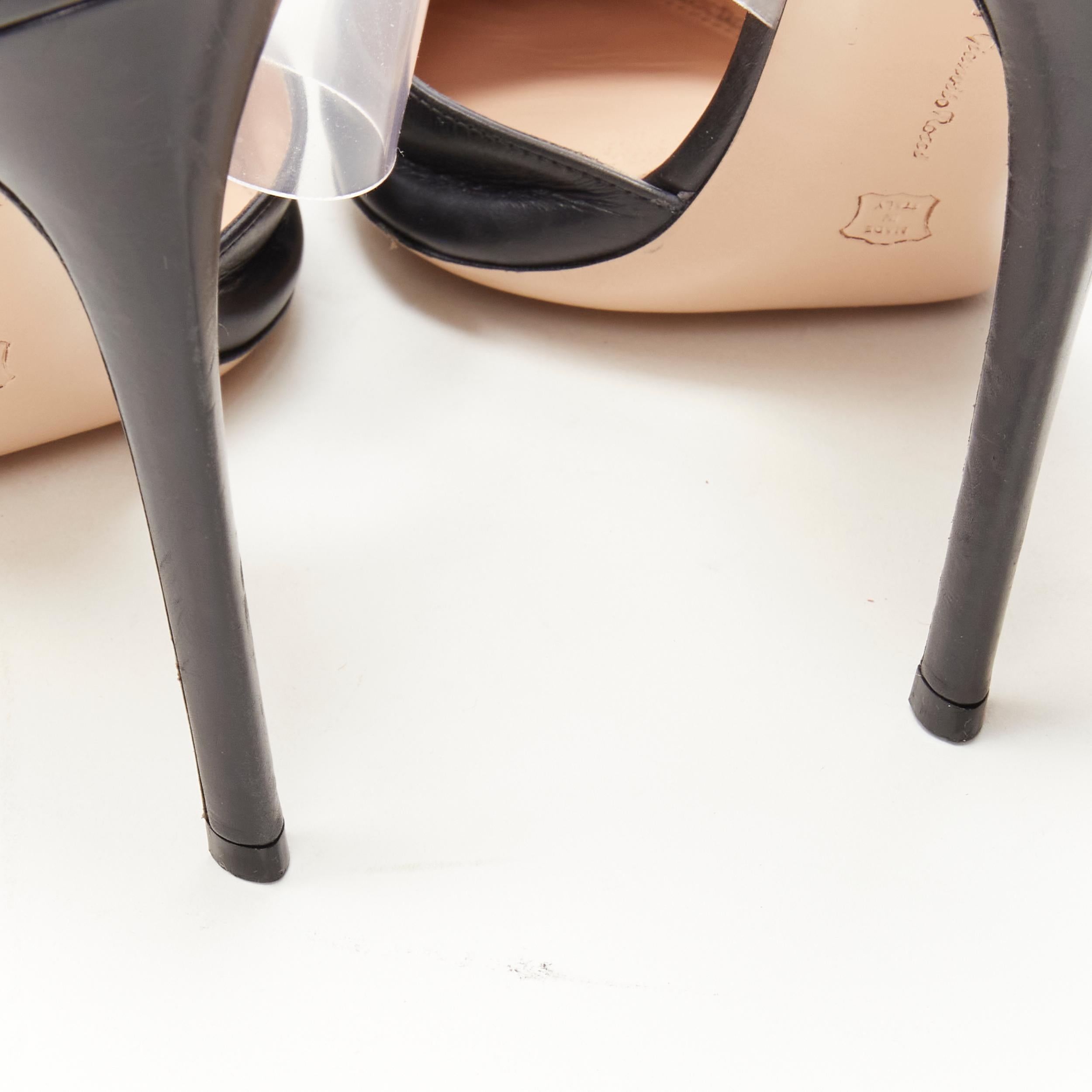 GIANVITO ROSSI Plexi black leather toe clear PVC mule heel EU39 US9 3
