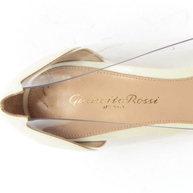 GIANVITO ROSSI Plexi Vernice Powder cream patent PVC nude toe cap heel EU37.5 For Sale 5