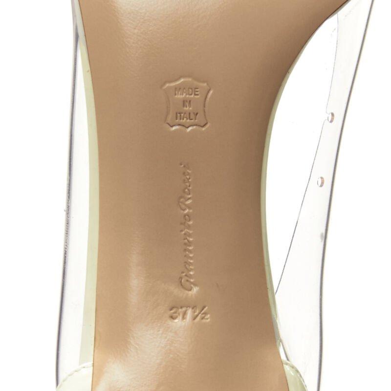 GIANVITO ROSSI Plexi Vernice Powder cream patent PVC nude toe cap heel EU37.5 For Sale 6