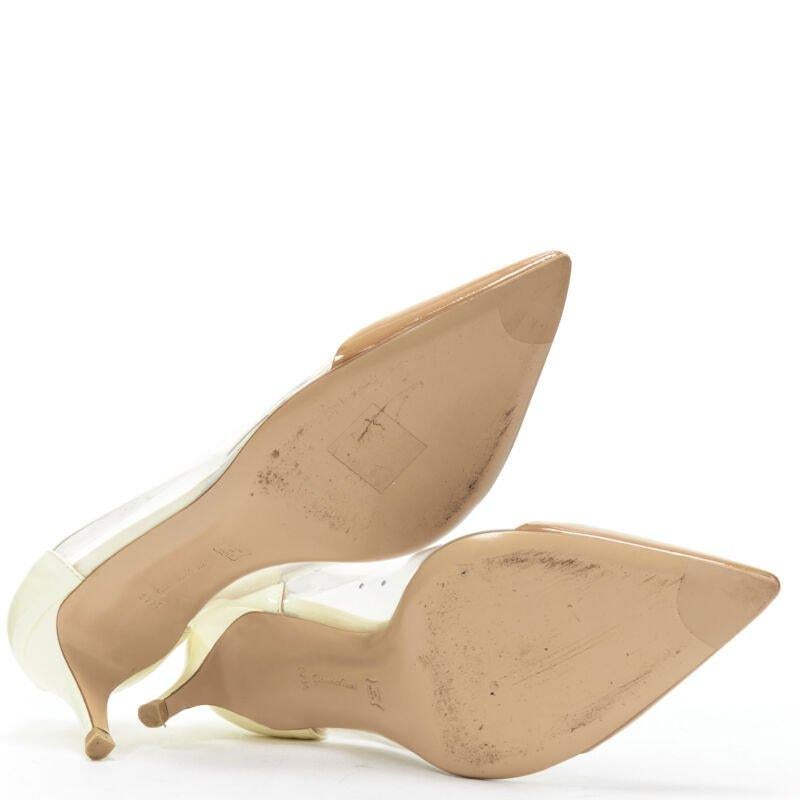 GIANVITO ROSSI Plexi Vernice Powder cream patent PVC nude toe cap heel EU37.5 For Sale 7