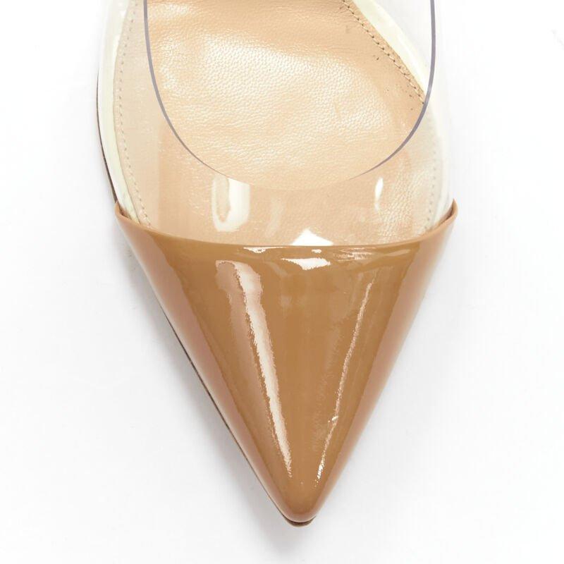 GIANVITO ROSSI Plexi Vernice Powder cream patent PVC nude toe cap heel EU37.5 For Sale 1