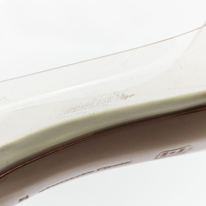 GIANVITO ROSSI Plexi Vernice Powder cream patent PVC nude toe cap heel EU37.5 For Sale 4