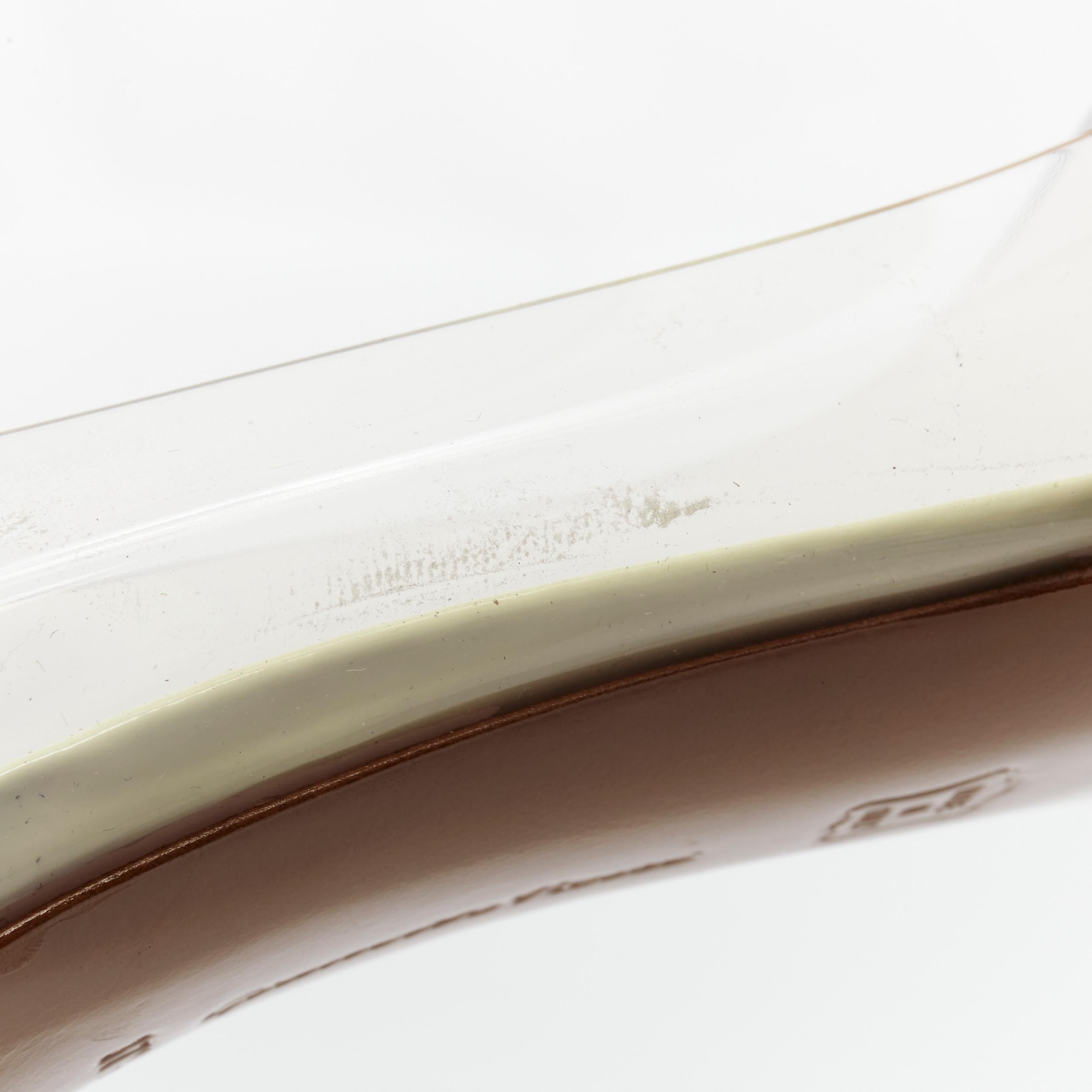 GIANVITO ROSSI Plexi Vernice Powder cream patent PVC  toe cap heel pump EU37.5 For Sale 2