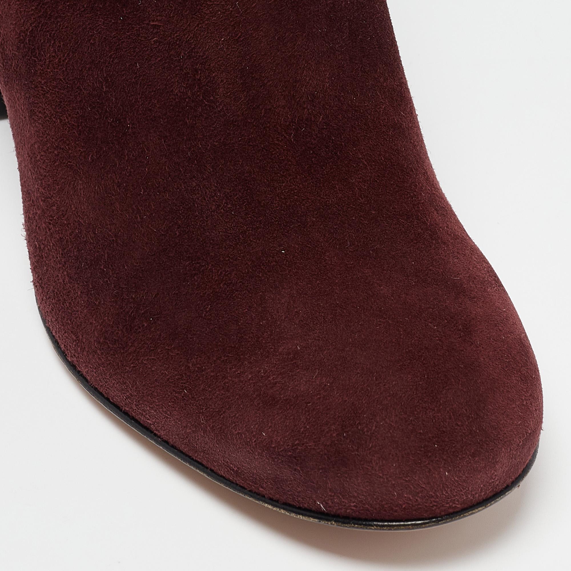 Gianvito Rossi - Bottines à lanières en daim prune, taille 36,5 en vente 2