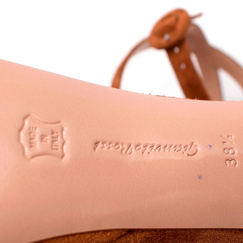 Women's Gianvito Rossi Poppy 100 Tan Suede Platform Sandals For Sale