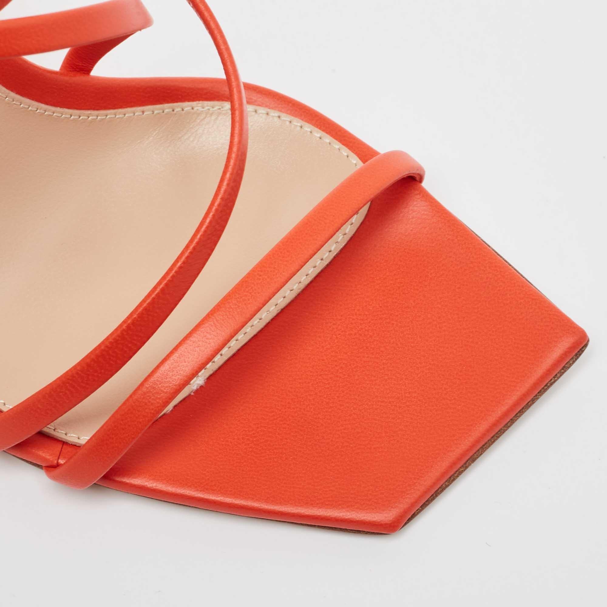 Gianvito Rossi Sandalias Manilla Cuero Rojo Amapola Talla 38 Naranja en venta