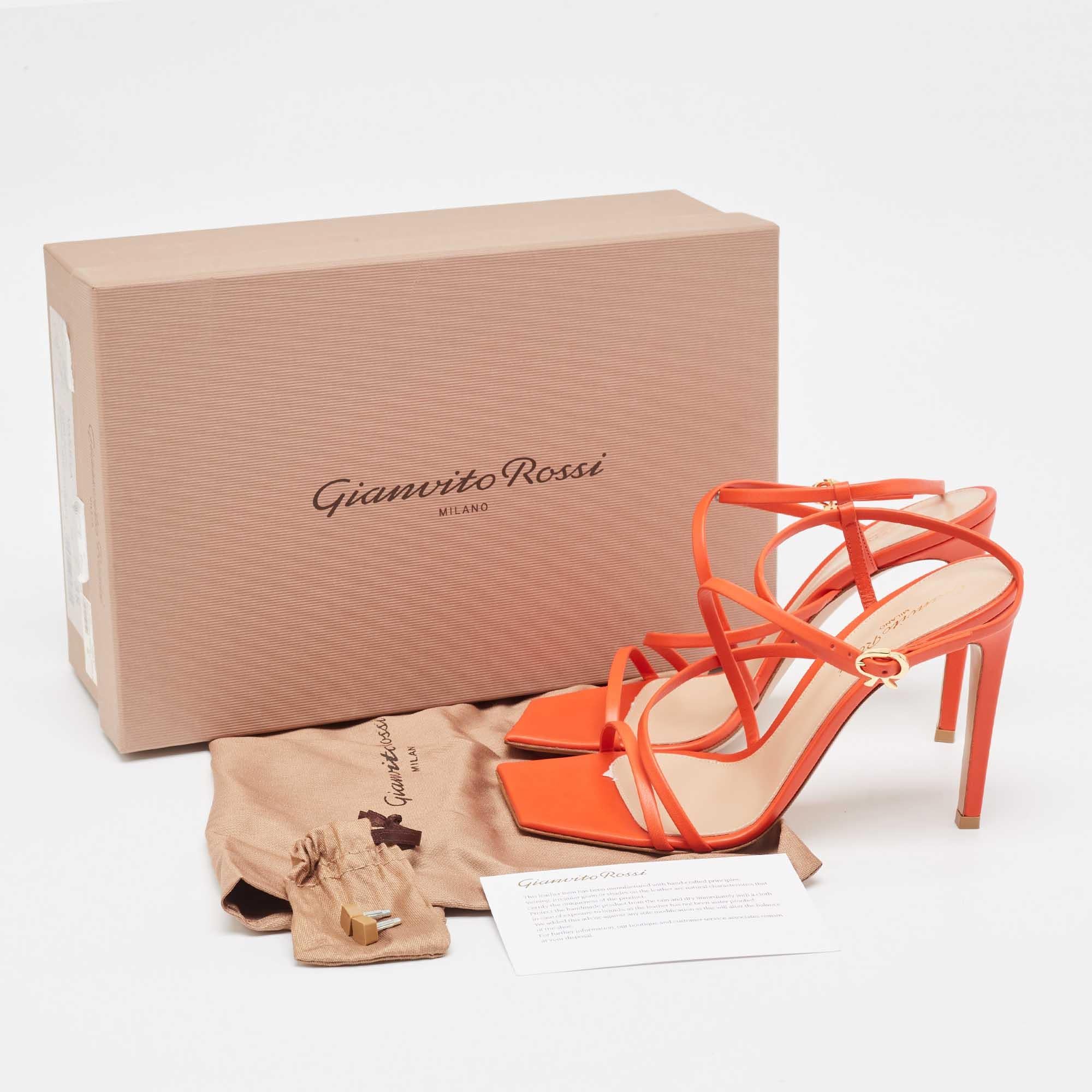 Gianvito Rossi Sandalias Manilla Cuero Rojo Amapola Talla 38 en venta 2