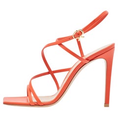 Gianvito Rossi Sandalias Manilla Cuero Rojo Amapola Talla 38