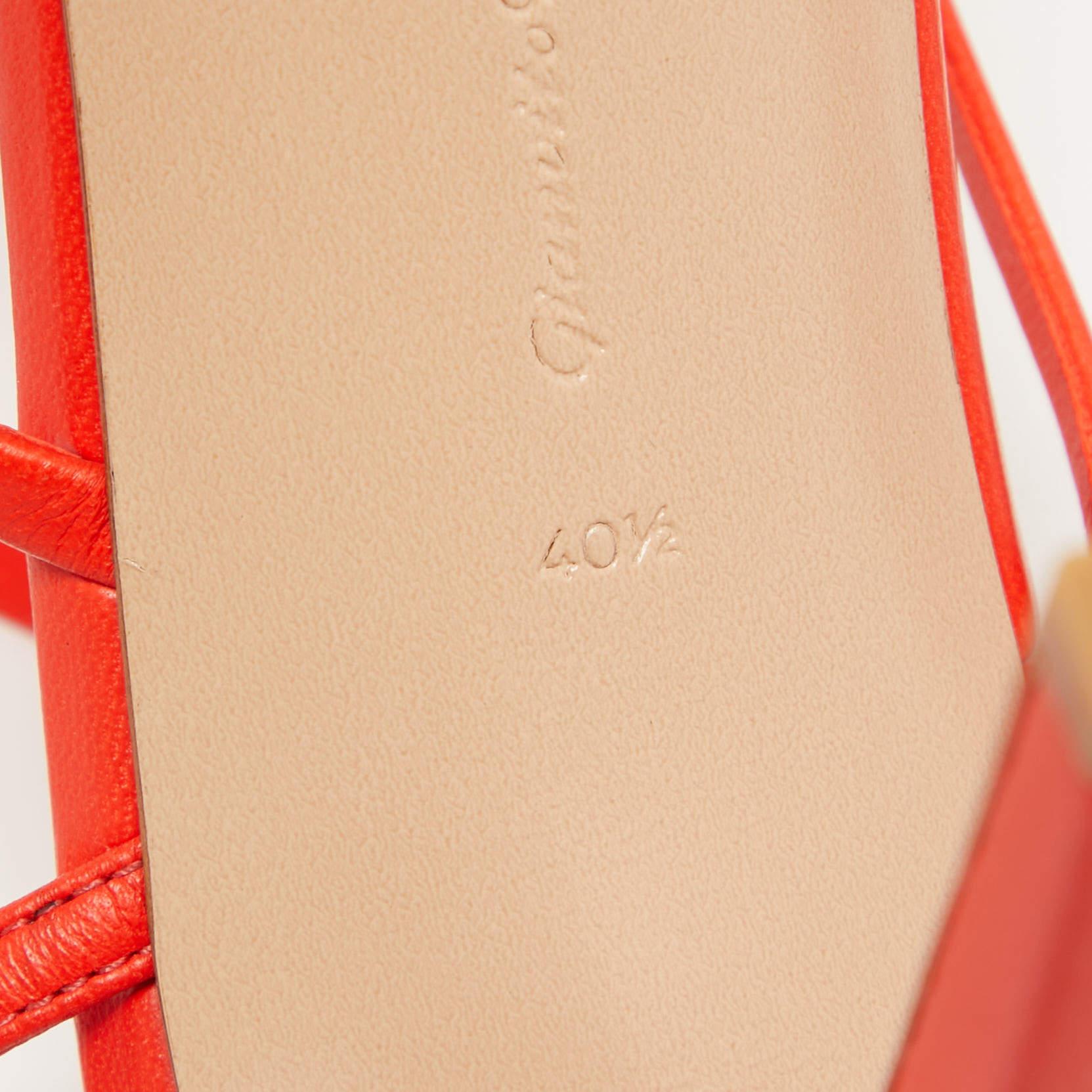 Gianvito Rossi Poppy Red Leather Manilla Sandals Size 40.5 For Sale 4