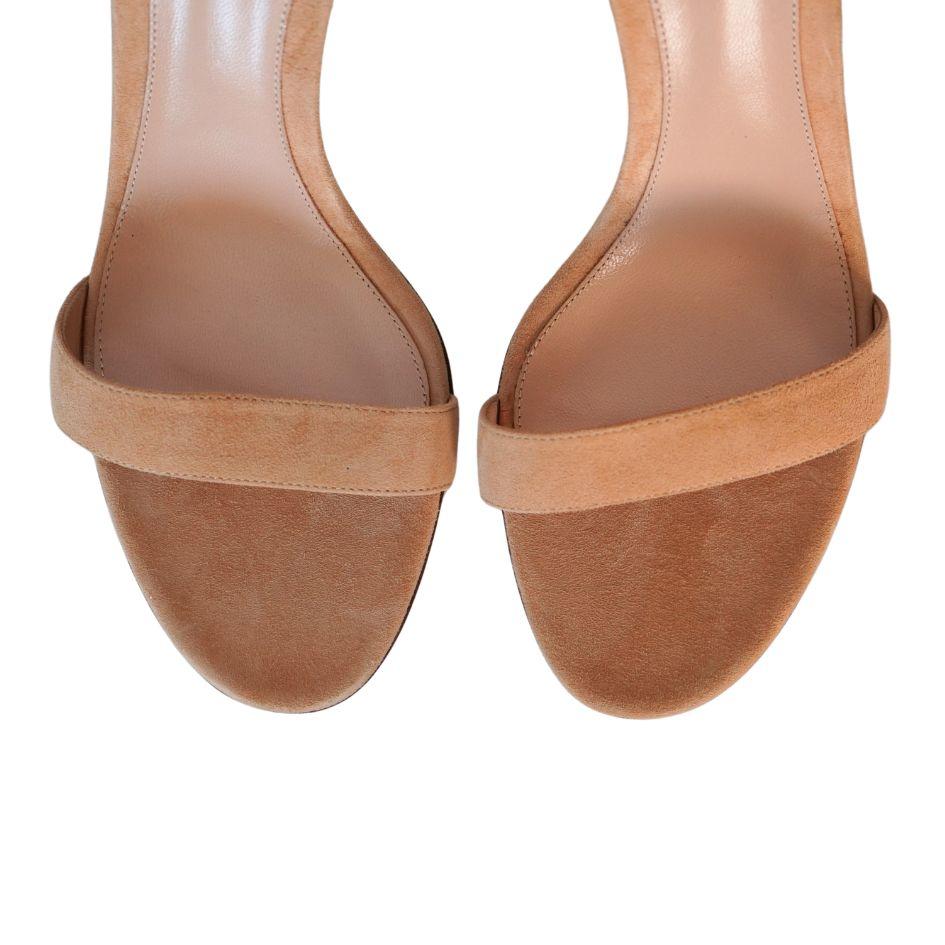 Brown Gianvito Rossi Portofio Nude Suede Heel Sandals For Sale