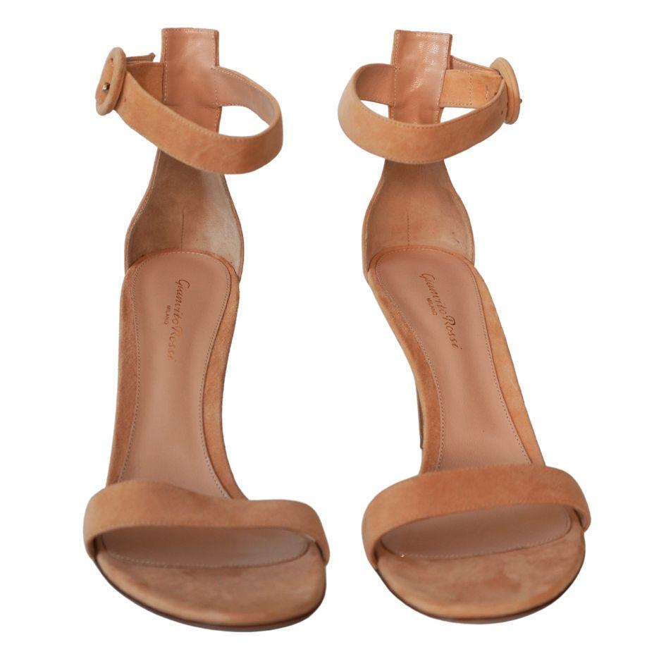 Women's Gianvito Rossi Portofio Nude Suede Heel Sandals For Sale