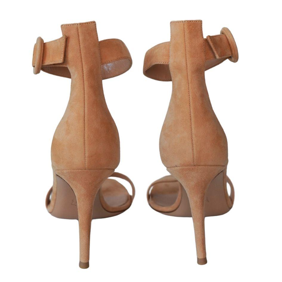 Gianvito Rossi Portofio Nude Suede Heel Sandals For Sale 2