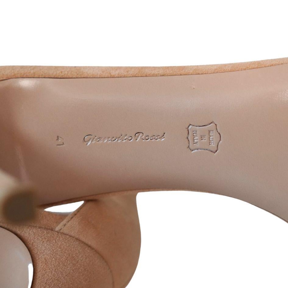 Gianvito Rossi Portofio Nude Suede Heel Sandals For Sale 4