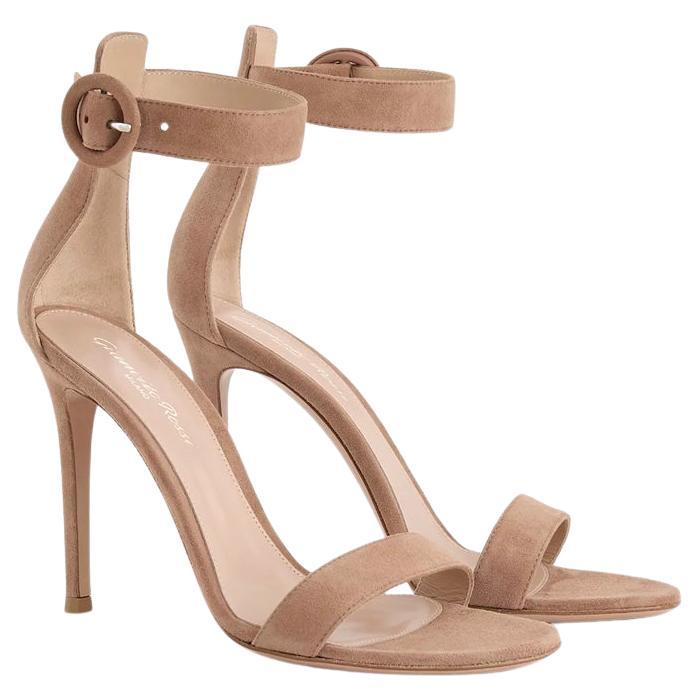 Gianvito Rossi Portofio Nude Suede Heel Sandals For Sale