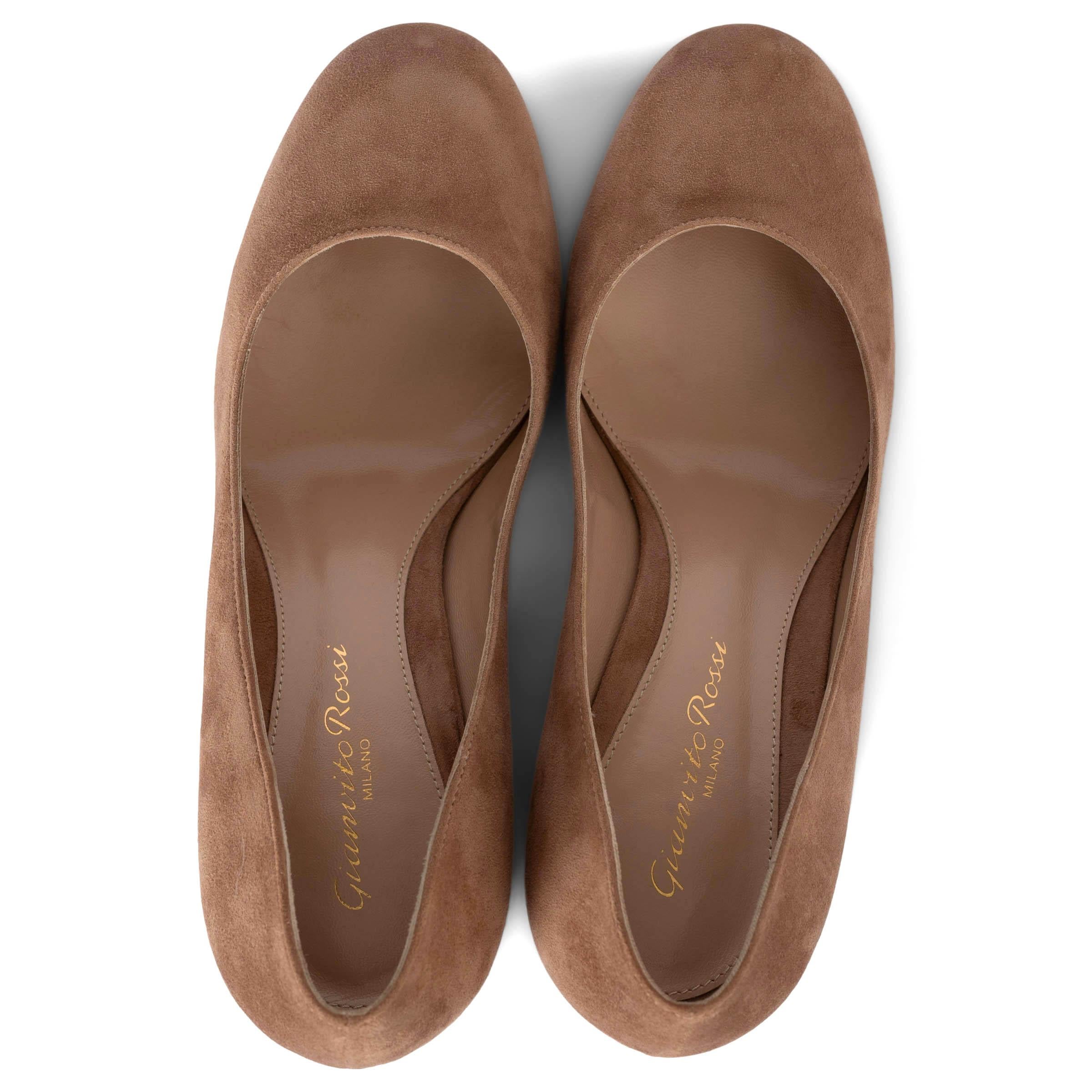 De las mujeres GIANVITO ROSSI Praliné ante marrón GILDA 60 TACÓN BLOQUEADO Zapatos de tacón 36 en venta