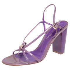 Gianvito Rossi Purple/Brown Patent Leather Slingback Sandals Size 37.5