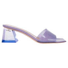 GIANVITO ROSSI purple plexi COSMIC 55 GLASS MULE Sandals Shoes 38.5