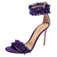 Gianvito Rossi Purple Satin Ankle Strap Sandals Size 40.5
