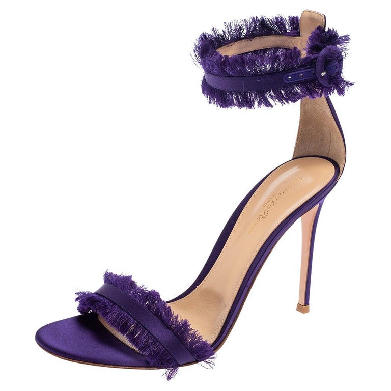 Gianvito Rossi Purple Satin Ankle Strap Sandals Size 40.5 For Sale at ...