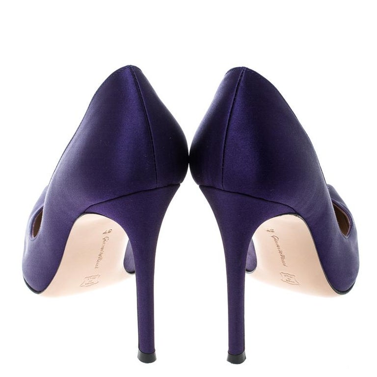 Gianvito Rossi Purple Satin Pointed Toe Pumps Size 37 For Sale at ...