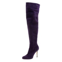 Gianvito Rossi Purple Suede Over the Knee Boots Size 40