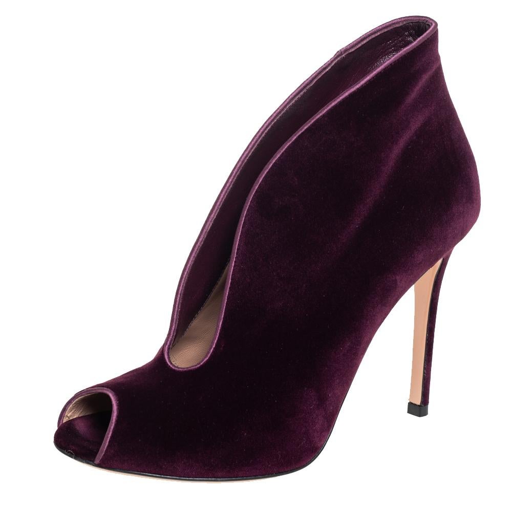 purple peep toe booties