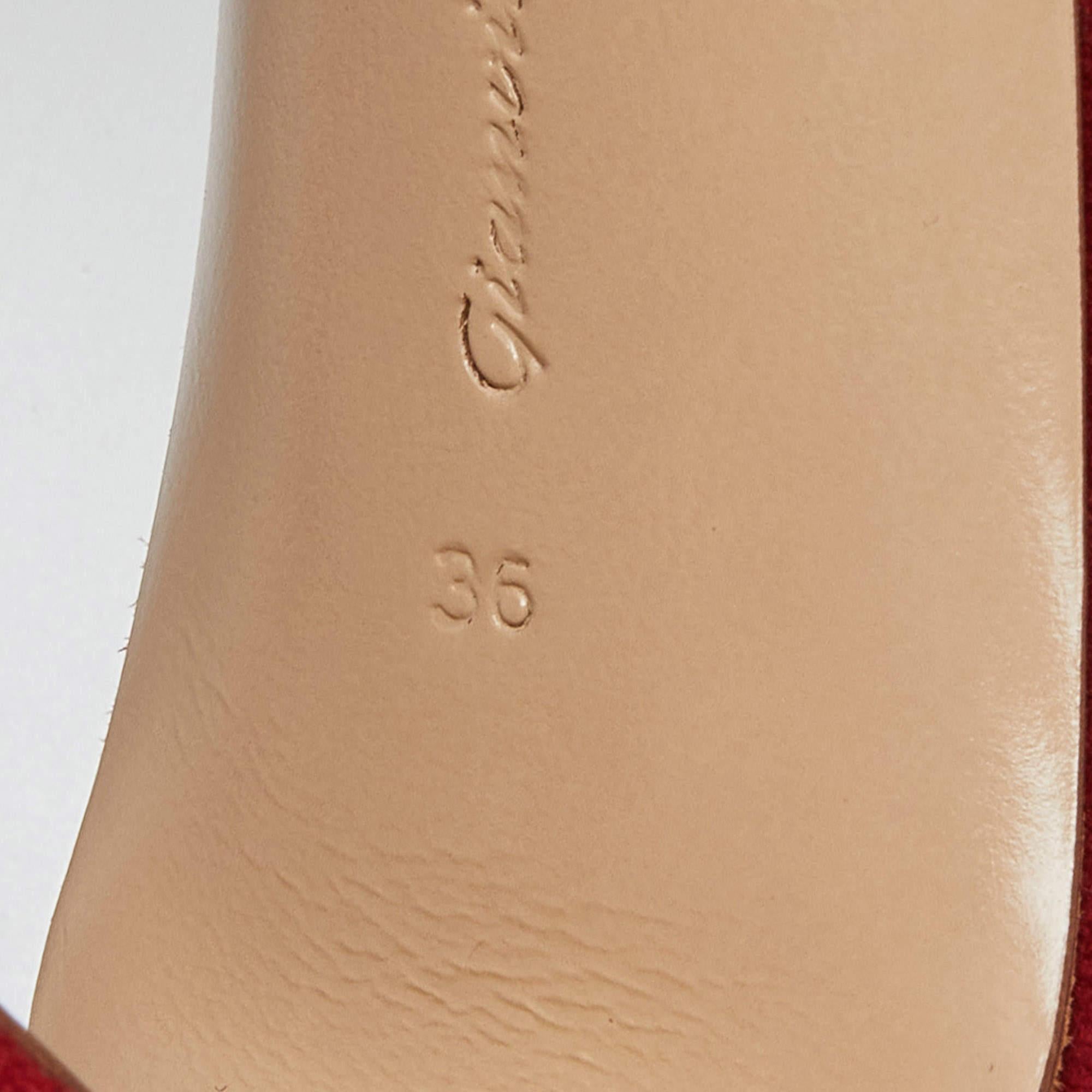 Gianvito Rossi Red/Beige Suede Whipstitch Portofino Sandals Size 36 For Sale 4