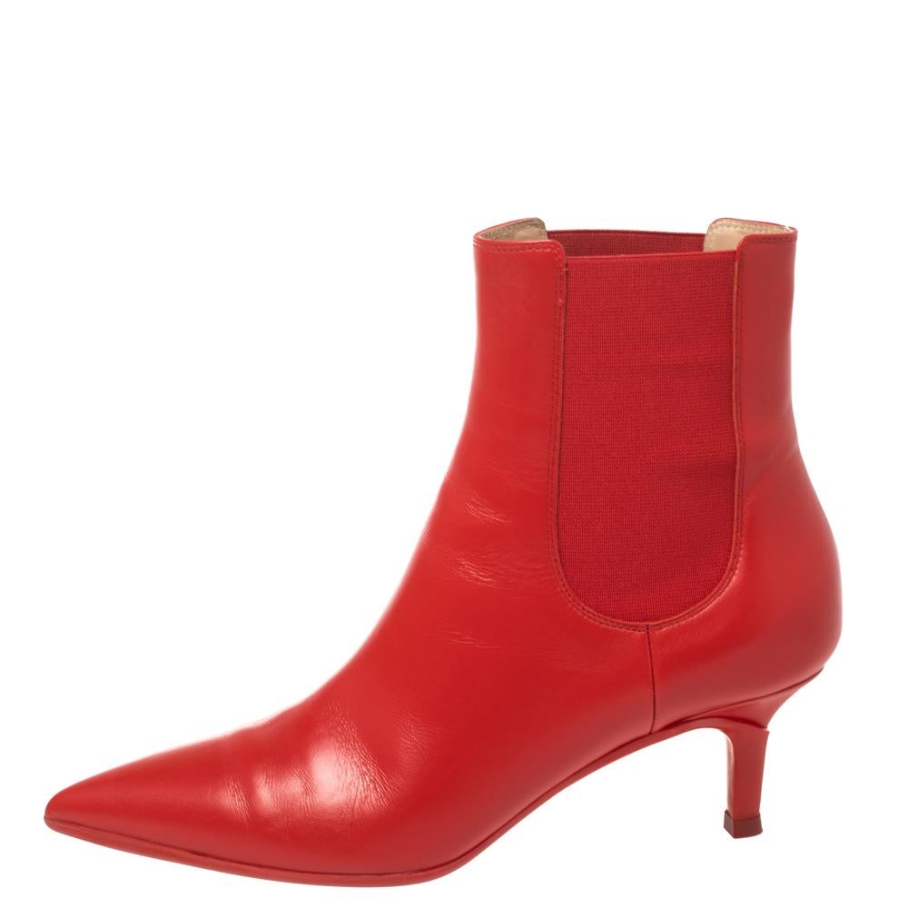 Gianvito Rossi - Bottines en cuir rouge, taille 36,5 Pour femmes en vente