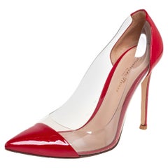 Gianvito Rossi Red Patent Leather and PVC Plexi Pumps Size 37.5