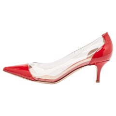 Gianvito Rossi Red Patent Leather and PVC Plexi Pumps Size 38