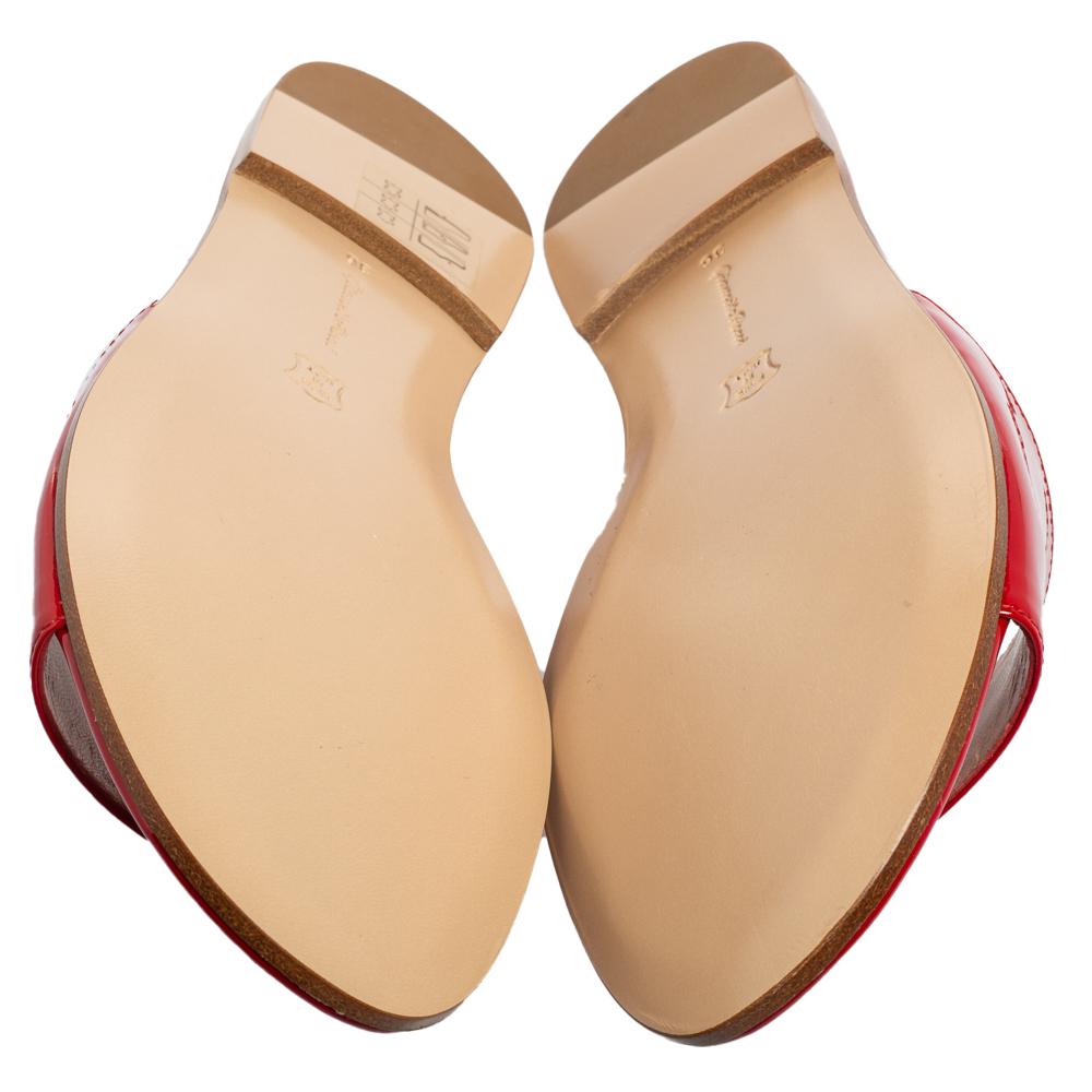 Gianvito Rossi Red Patent Leather Capri Flat Slides Size 36 3