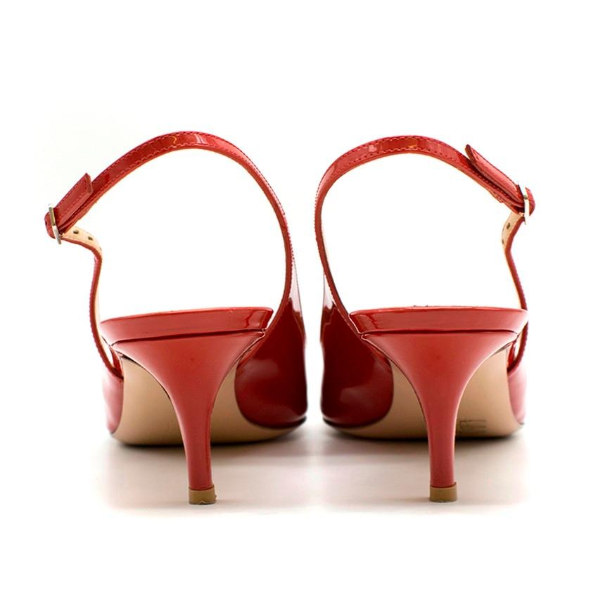 Gianvito Rossi Red Patent Leather Kitten Heel Slingback Sandals US 10.5 ...