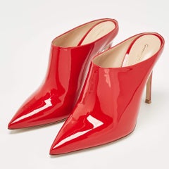 Gianvito Rossi Red Patent Leather Nova Mules Size 39