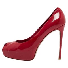 Gianvito Rossi escarpins à bout ouvert en cuir verni rouge, taille 39,5