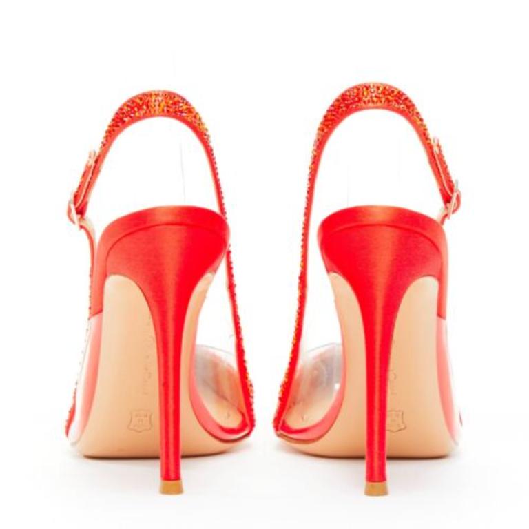 De las mujeres GIANVITO ROSSI zapato de tacón de strass rojo con incrustaciones de cristal de PVC transparente EU37.5 en venta