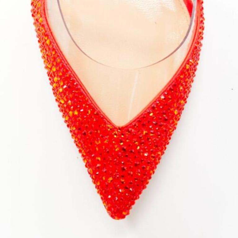 GIANVITO ROSSI zapato de tacón de strass rojo con incrustaciones de cristal de PVC transparente EU37.5 en venta 1
