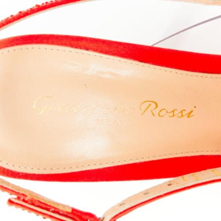 GIANVITO ROSSI zapato de tacón de strass rojo con incrustaciones de cristal de PVC transparente EU37.5 en venta 4