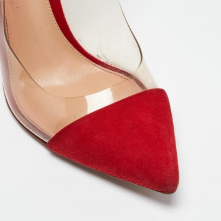 Gianvito Rossi - Escarpins « Anise » rouges en daim et PVC, taille 36,5 en vente 1