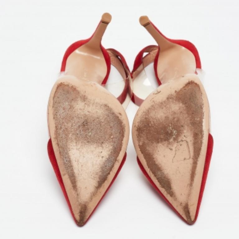 Gianvito Rossi - Escarpins « Anise » rouges en daim et PVC, taille 36,5 en vente 3