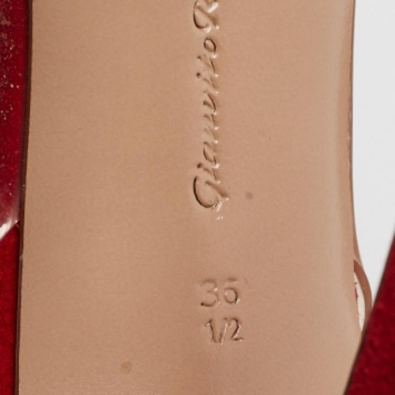 Gianvito Rossi - Escarpins « Anise » rouges en daim et PVC, taille 36,5 en vente 4