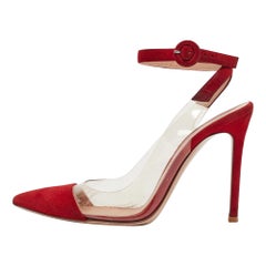 Gianvito Rossi Red Suede and PVC Anise Pumps Size 36.5 Gianvito Rossi Red Suede and PVC Anise Pumps Size 36.5