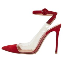 Gianvito Rossi - Escarpins « Anise » rouges en daim et PVC, taille 36,5