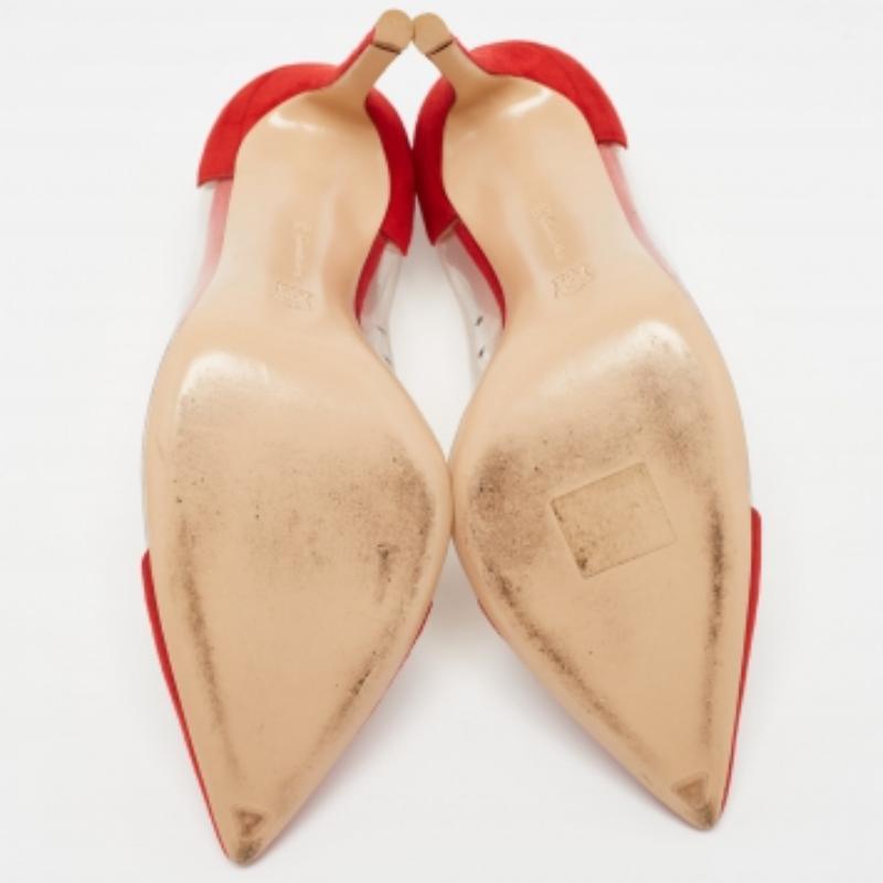 Beige Escarpins Gianvito Rossi en daim rouge et PVC Gianvito 105 Taille 38 en vente