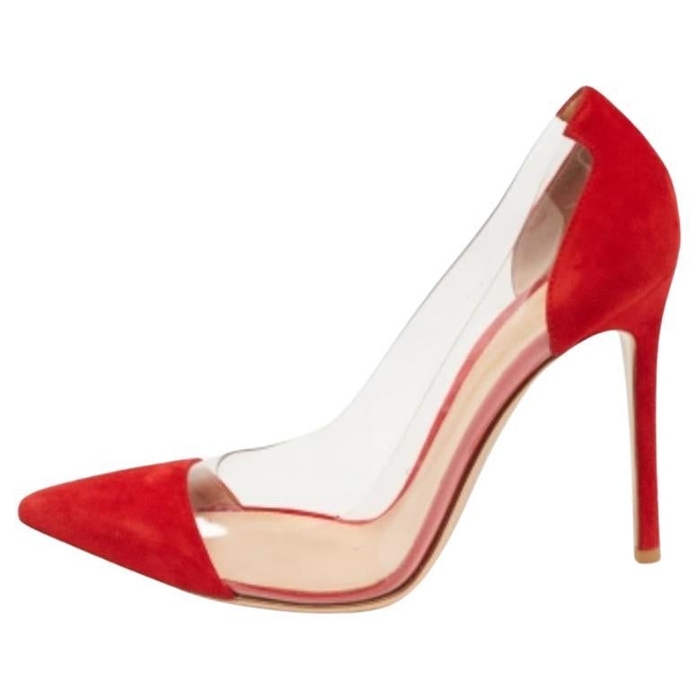 Escarpins Gianvito Rossi en daim rouge et PVC Gianvito 105 Taille 38