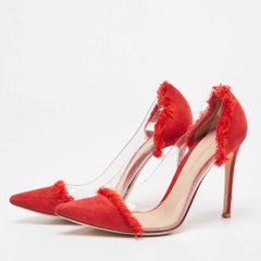 Gianvito Rossi escarpins en daim rouge et plexiglas PVC taille 37.5
