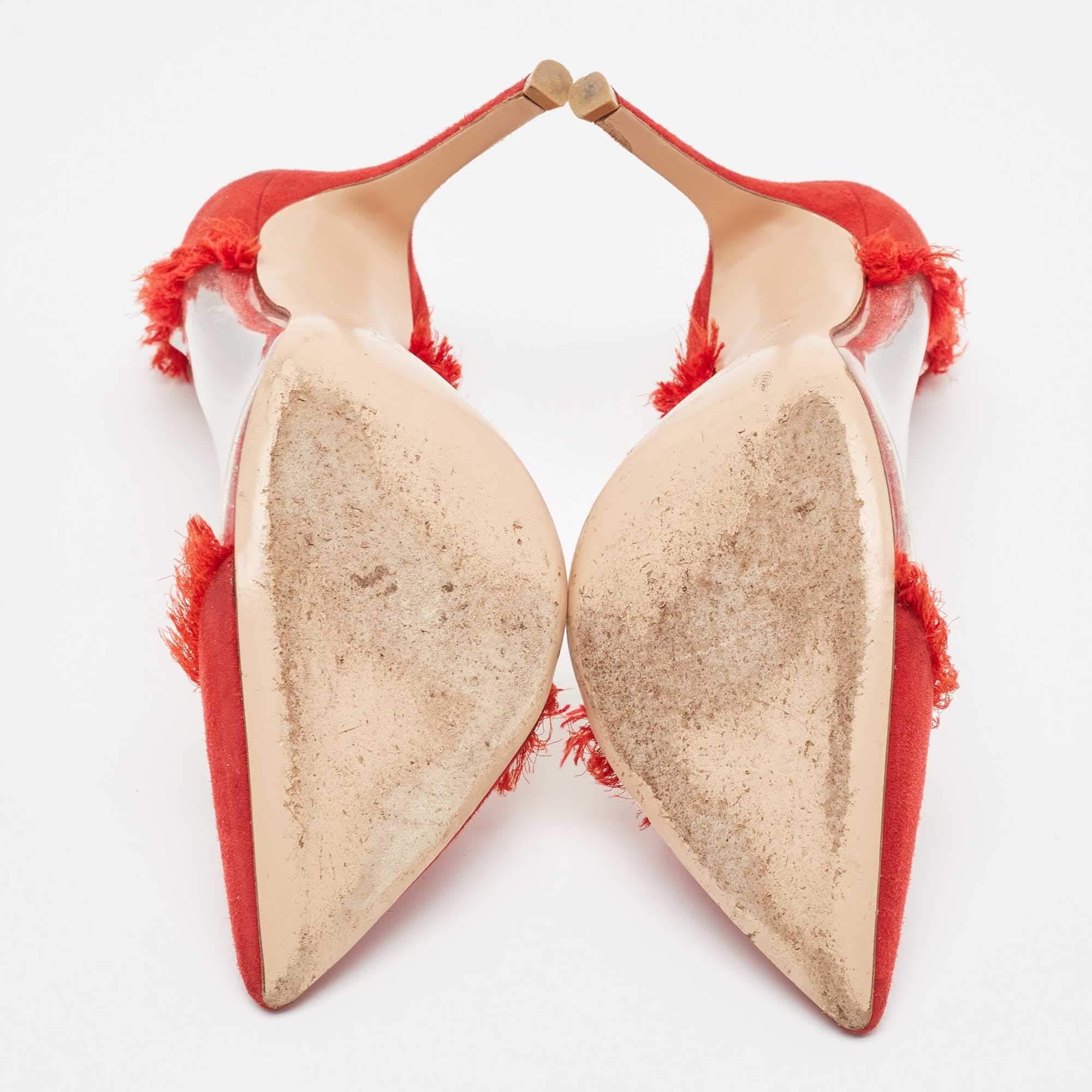 Gianvito Rossi escarpins en daim rouge et plexiglas PVC taille 37.5 en vente 1