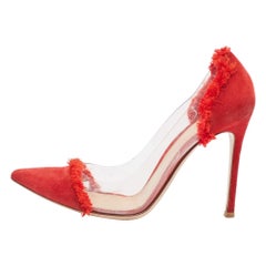 Gianvito Rossi escarpins en daim rouge et plexiglas PVC taille 37.5